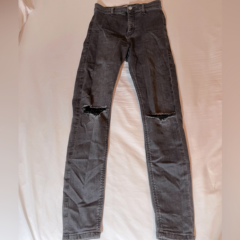 Washed up black topshop joni skinny jeans